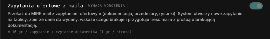 Zapytania ofertowe z maila: system tworzy kartę, zbiera dane i wskazuje braki